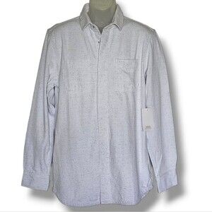 Vans Shirt Mens Size M White Gray Speckle Heavy Weight Snaps NEW Slight Flaw
